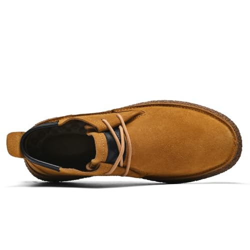 Men's Casual Leather Fashion Sneakers Ankle Chukka Boots Slip On Lightweight Loafers Walking Driving Shoes3