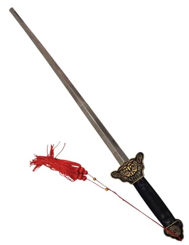 Image of BookMyCostume Foldable Ninja Sword for Kids (5+) & Adults - 32 inch Smooth Steel Blade with Plastic Handle & Red Tassel - Safe Fancy Dress Accessory & Cosplay Prop