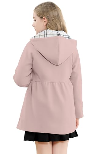 Image of Betusline Girls' Dress Coat, Kids Hoodie Wool Blend Coats Fall Winter Outerwear Peacoat,2-14 Years