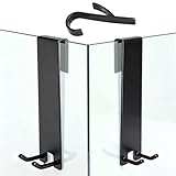XRVRILE Duschhakenset ohne Bohren, Matt Schwarz, 2 Stück Handtuchhalter für Glasduschwand 6-10 mm, Rutschfeste Handtuchhaken mit Gummischutz, Kratzfrei