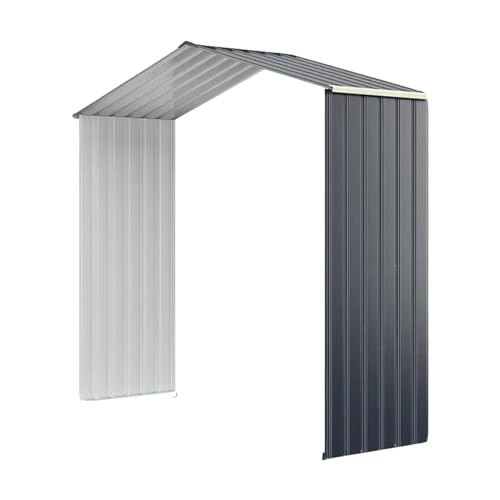 HOMASIS Cobertizo metálico para Herramientas, con 4 Ventanas de ventilación y 2 Puertas, cobertizo de jardín con tejado Resistente a la Intemperie obertizo, Gris (Sólo extendido 213x64x195cm)