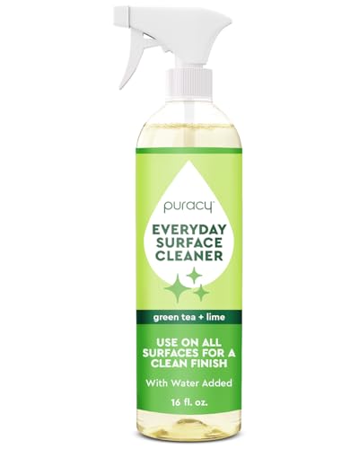 Puracy Everyday Surface Cleaner - Comes Pre-mixed with Water, Ready-to-Use Natural Household Cleaner - Streak-Free Multi Surface Cleaner, Green Tea & Lime, 16 Ounce Spray Bottle (1-Pack)