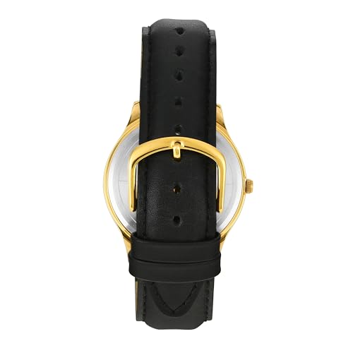 Image of TIMEX Analog Watch for Man with Black Round Dial & Black Leather Strap Band Water Resistant Men's Wrist Watches - TWTG73SMU10