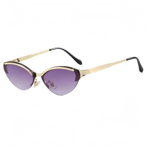 Lunettes de soleil œil de chat en métal doré et verres violets chic