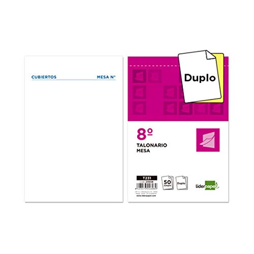 Liderpapel Talonario Camarero 8� Original Y Copia T231 Papel Autocopiante
