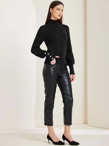 Image of Allegra K Women's Ribbed Long Sleeve Turtleneck Stretch Winter Pullover Knit Sweater Top
