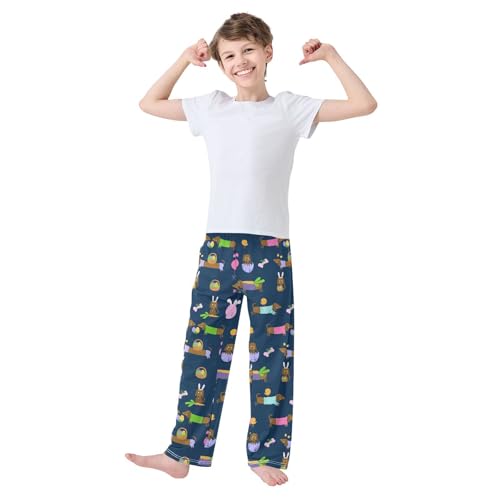 ZZXXB Happy Easter Dachshund Boys Long Pants Soft Trousers Elastic Waist Kids Lounge Bottoms with Pockets S-XL2