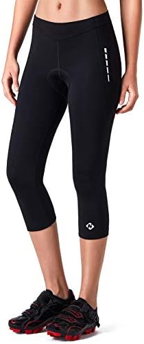 Women's Padded Bike Shorts Cycling Capris Pants Biking Tights Back Zipper Pocket UPF 50+