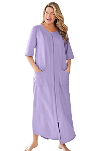 Image of Dreams & Co. Women's Plus Size Long French Terry Zip-Front Robe (Petite Available)