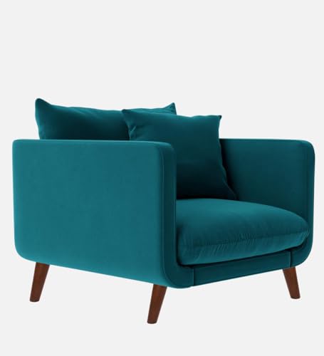 Image of Rejol Velvet 1-Seater Sofa Luxurious Comfort for Living Rooms and Offices (Teal Blue, Armchair)