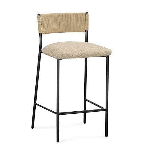 Butaco moderno TOV Furniture Celine en tono beige con estructura negra y tapizado en bouclé miniatura 3
