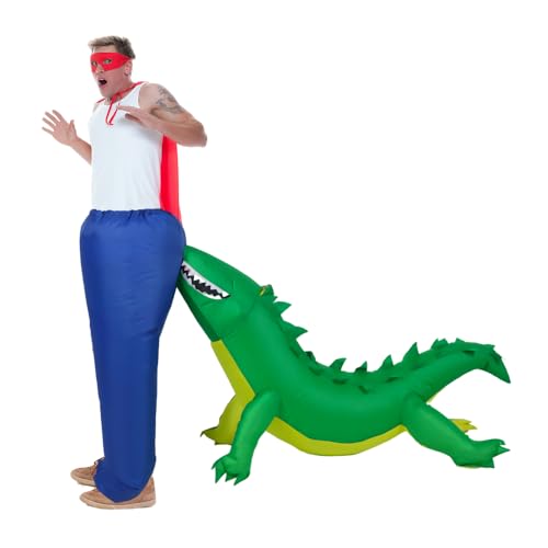 Riidmaax Inflatable Costume Adult Crocodile Bitting Butt, Funny Halloween Blow Up Costume for Women Men
