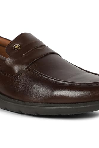 Image of Louis Philippe Men Premium Leather Breathable Lining Material Light Weight Flat Heel EVA Sole Casual Slip-on Shoes