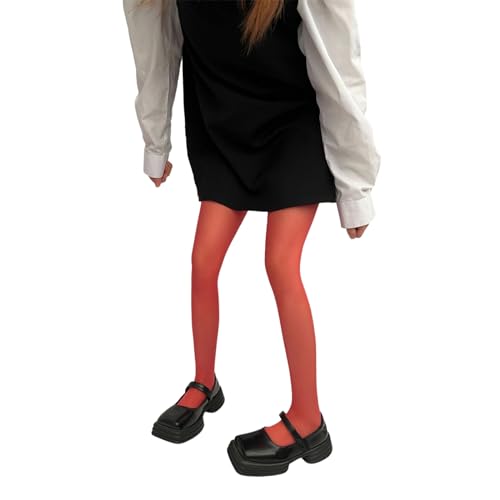 Image of Women Solid Candy Colored Thin Seamless Pantyhose Spring and Semi Opaque Colorful Elastic Footed Tights Stockings