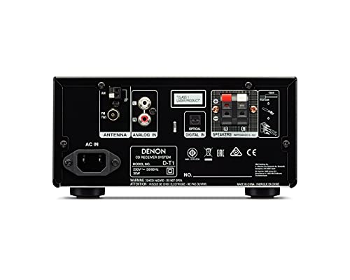 Denon D-T1 Kompaktowy Zestaw Stereo, Czarny, 30 W, 3 Urządzenia
