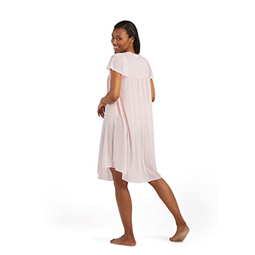 Miss Elaine Silk Essence Nightgown - Short Silky & Sheer Tricot Gown with Flutter Sleeves2