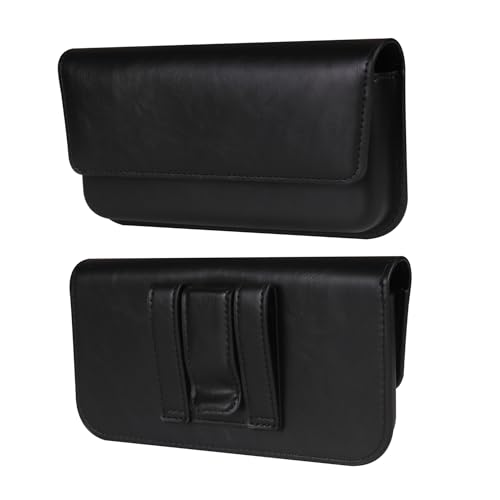 Męska torba na telefon komórkowy z klipsem na pasek poziomo, czarna skórzana kabura na telefon, 6,1" uniwersalna torba na pasek, kabura, torba do przenoszenia, etui na smartfon ze szlufką na pasek