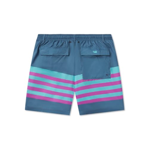Southern Marsh Harbor Swim Trunks - Barcelona Lines, Slate & Teal, XX-Large2