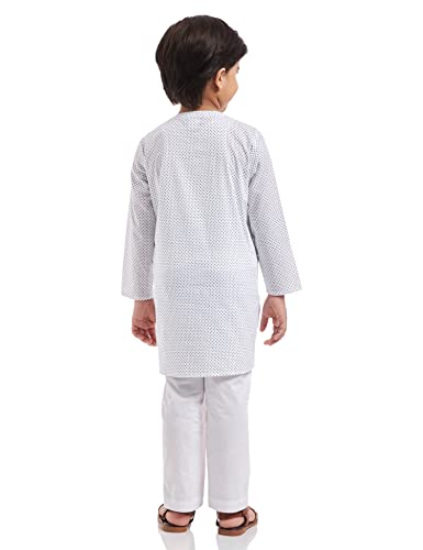 Image of Amazon Brand - Jam & Honey Regular Boys Kurta Sets PJ-SLUB White 9-10 Years