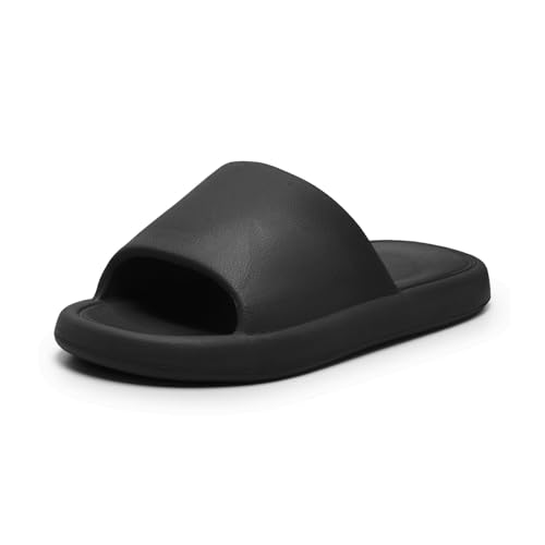 Alexis Leroy Unisex Antideslizante Pantuflas Interior Exterior Sandalias Bañera Jardín Piscina Pantuflas Negro Liso 42/43 EU