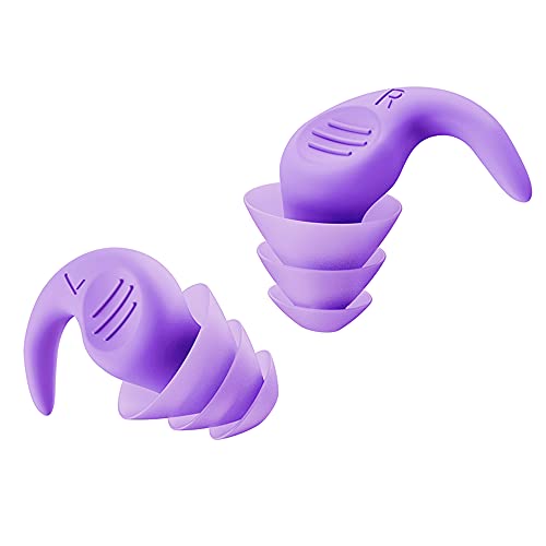 Noise Reduction Ear Plugs Silicone Ear Plugs for Sound Blocking Sleeping 1 Pair Noise Reduction Soft Comfortable Silicon Earplugs for Concert Construction Shooting Sleeping Travel (Purple)