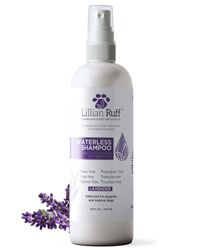Lillian Ruff Waterless No-Rinse Dog Dry Shampoo Spray with Hydrating Essential Oils - pH-Balanced...