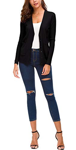 Women's Long Sleeve Open Front Cardigan Sweaters Lightweight Button Down Knit Sweater2