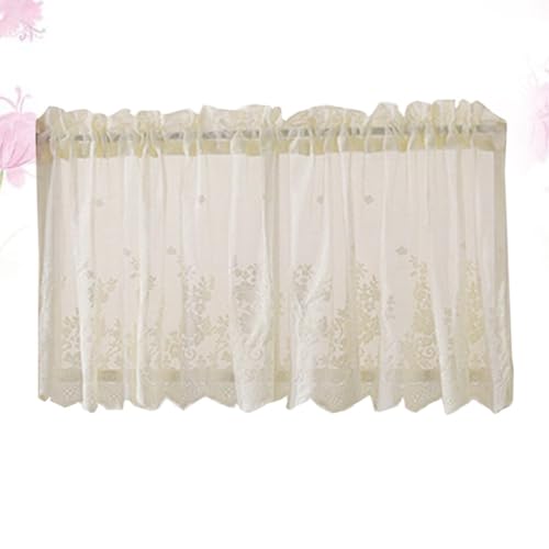 HOMSFOU Short Lace Curtains Half Window Curtain for Kitchen Balcony Bathroom Boys Girls Room Light Filtering and Ventilation - Image 3