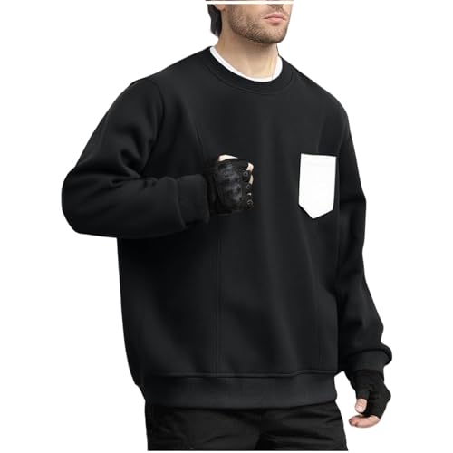 Sweat-shirt homme sans capuche pull de sport manches longues sweat ample automne hiver