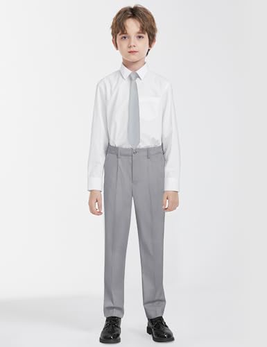 Image of Boys Suit Vest Set 4 Pieces Slim Fit Kids Light Gray Formal Vest and Pants Set for Wedding Ring Bearer, Easter, First Communion, Confirmation, Graduation Toddler Boys Size 3
