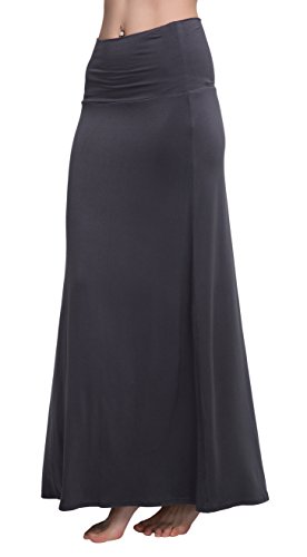 Image of Urban CoCo Women's Stylish Spandex Comfy Fold-Over Flare Long Maxi Skirt