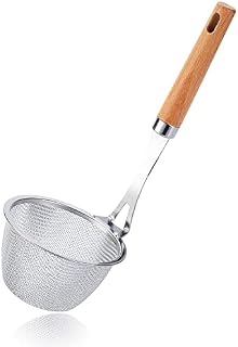 TENTA KITCHEN Stainless Steel Wire Strainer, Bamboo Handle (Skimmer, Pasta Strainer)