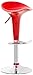 CLP Barhocker Saddle mit drehbarem Kunsttoffsitz und Fußablage I Höhenverstellbarer Hocker mit Metallgestell in Chrom-Optik, Farbe:rot