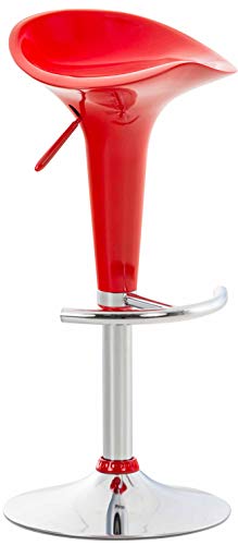 Tabouret de Bar Design Saddle - Chaise Haute avec Assise en Plastique Solide - Tabouret de Bar Hauteur Réglable et Pivotant Repose, Couleur:Rouge