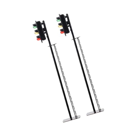 BESPORTBLE Model Train Signal Light Mini Traffic Lamp Decor 2pcs Miniature Traffic Signal DIY Railroad Scene Accessory Built-in Lighting