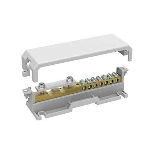 Arnocanali TP309 Bornier de terre pour connexions équitables avec couvercle avec barre en laiton 9 trous Cover