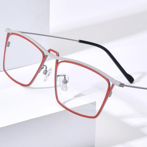 Image of FONEX Pure Titanium Glasses Frame Men Square Magnet Clip On Eyeglasses with Polarized Lens