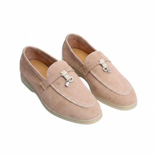 Image of XOBZJH Women's Leather Suede Loafers Flats - Slip-On Penny Loafers with Soft, Comfortable Driving & Dress Shoes for Casual Office Work All Day