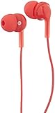 AmazonBasics In-Ear Wired Headphones Earbuds with Microphone, Red
