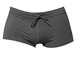 Emporio Armani Men's Eagle Embroidery Square Cut Swim Trunk, Ash Grey, 52/Large