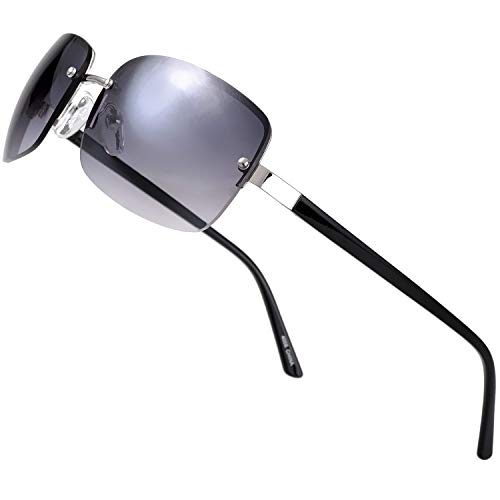 Image of Minimalist Semi-rimless Rectangular Sunglasses for Men Women - Exquisite Packaging
