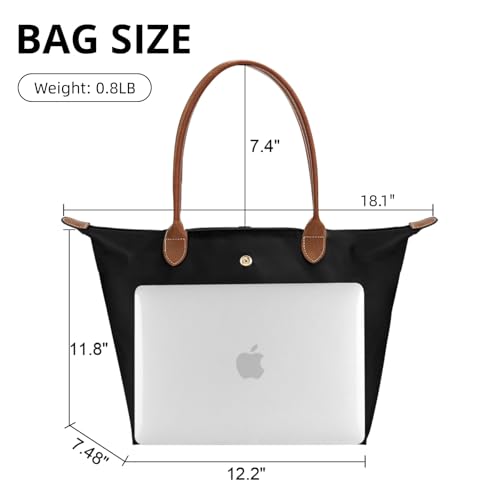 Image of Tote Bag for Women with Purse Organizer Insert, Foldable Waterproof Nylon Bag for Travel, and Daily Use,Medium Size.