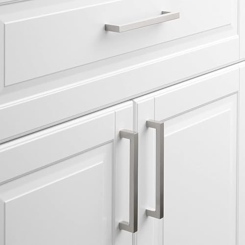 homdiy 5 Pack 5 Inch Brushed Nickel Cabinet Pulls Cabinet Handles Square Door Handles Modern Dresser Drawer Stainless Steel Hardware by homdiy - Image 8