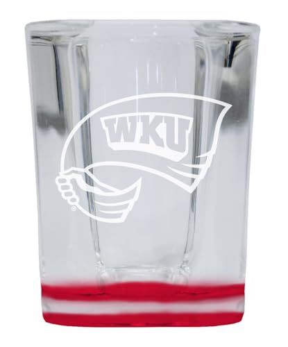 R and R Imports Western Kentucky Hilltoppers 2 Ounce Engraved Shot Glass Square Red Base Officially Licensed Collegiate Product Single Unit