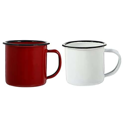 Hanabass 2Pcs Enamel Mugs, Enamel Camping Mug Set, Great As Tea Cup, Coffee Mug， Soup Mug- Metal Cups Travel Mugs For Coffee Or Tea #TOP20