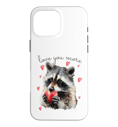 Love You More Raccoon Holding a Heart Womens Cute Valentine �X�}�z�P�[�X iPhone 16 Pro Max �p