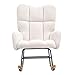 VEVOR Rocking Chair Nursery, Glider Rocking Chair with Soft Seat and High Backrest, 250 lbs Weight Capacity Teddy Fabric, Upholstered Glider Rocker Chair for Nursery, Bedroom, Living Room, Ivory White