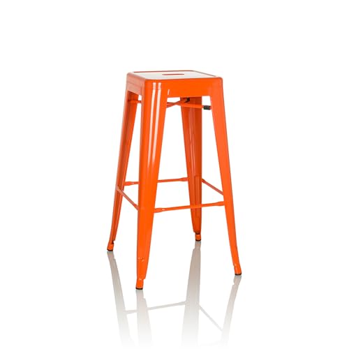 hjh OFFICE Tabouret de Bar VANTAGGIO High Métal Orange, Tabouret Industriel Haut, empilable, 645080