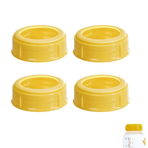 4PCS Replacement Collar Rings for Medela Bottles 5oz & 8oz,Bottle Caps Compatible with Plastic & Glass Bottles | Mess Free No Leak or Spill, BPA Free（No Bottle）