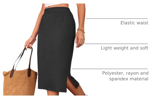Image of Naggoo Midi Skirts for Women Summer Elastic High Waisted Side Slit Long Skirts